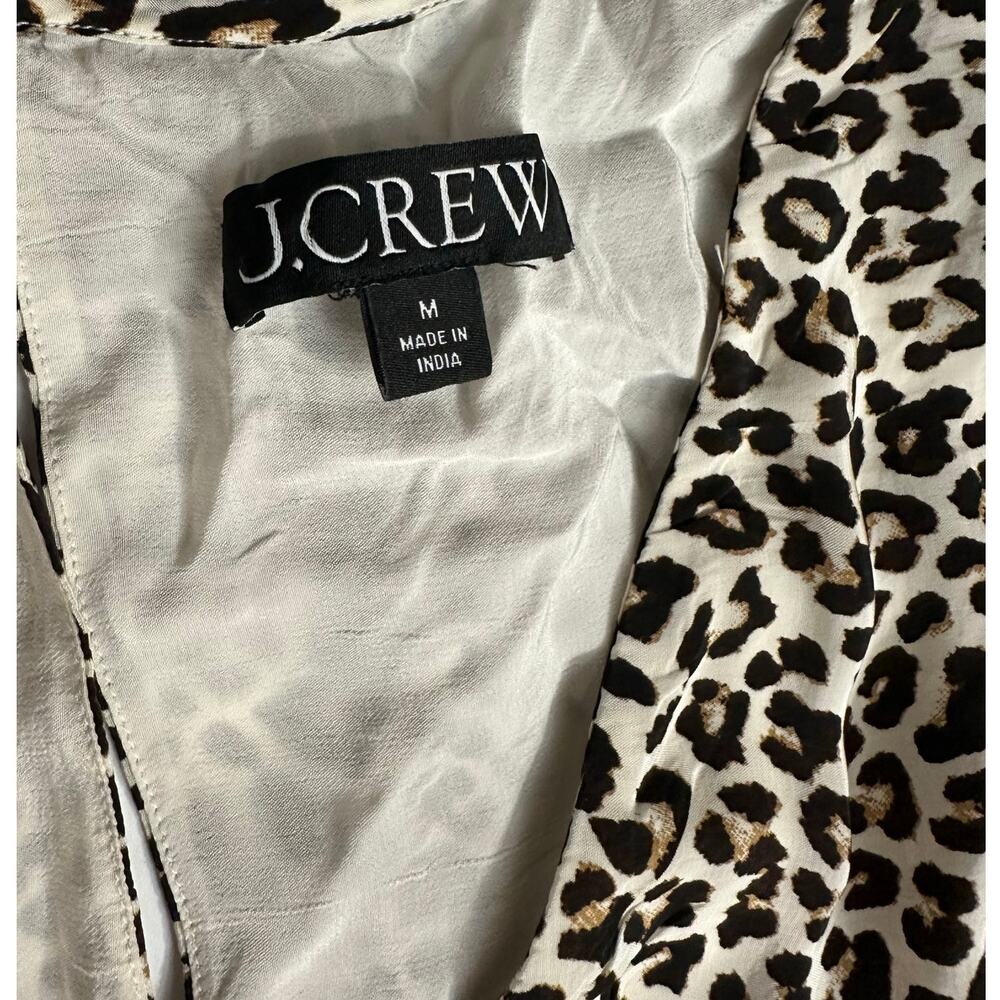 J.Crew Midi Dress Brown Leopard Crepe de Chine Sleeveless A-line Hyacinth - Picture 2 of 8
